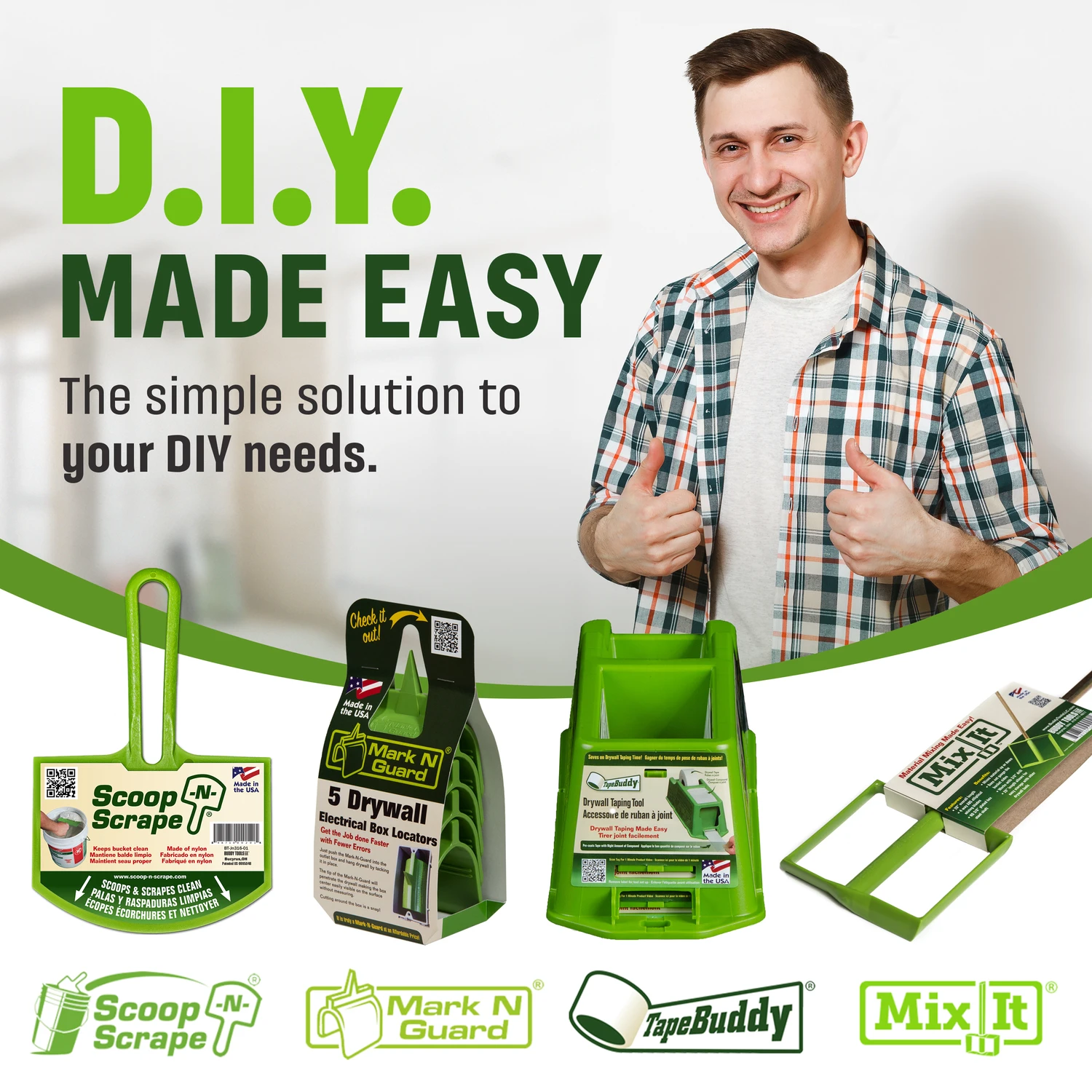 Ultimate Drywall Kit by Buddy Tools – 4 Tools in 1 – Includes Tape Buddy  Dry